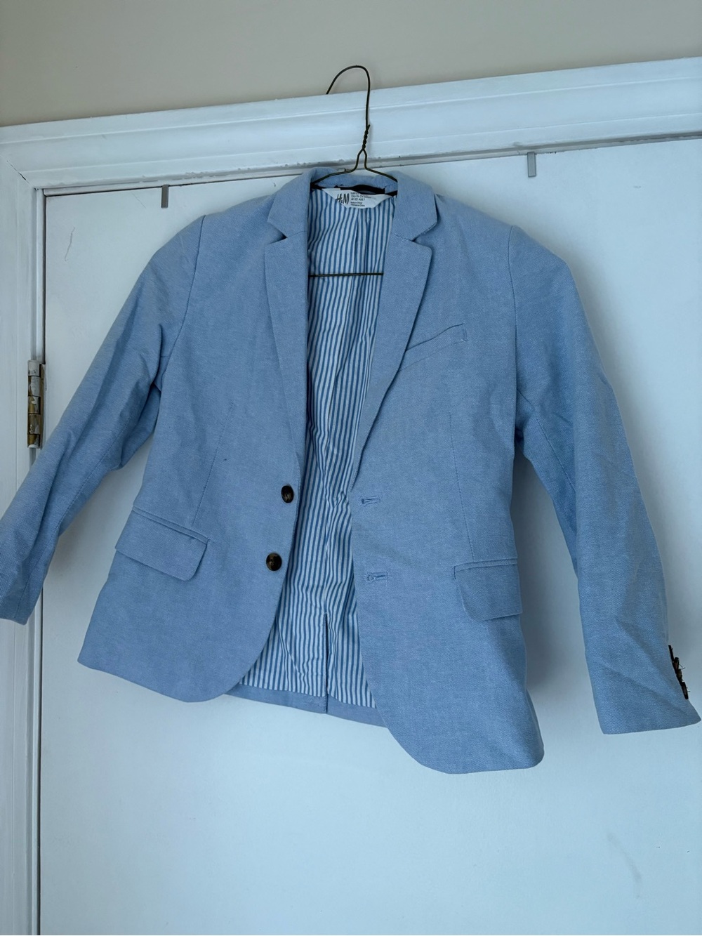 Light Blue H&M Boys Linen Suit - Jacket and Pants. Sz.6/7